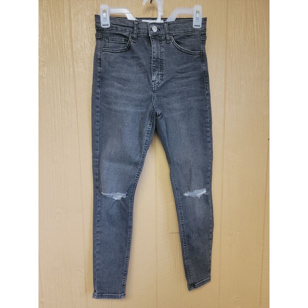 Topshop Jamie Skinny Jeans Black Distressed High Rise sz 28W x 30L